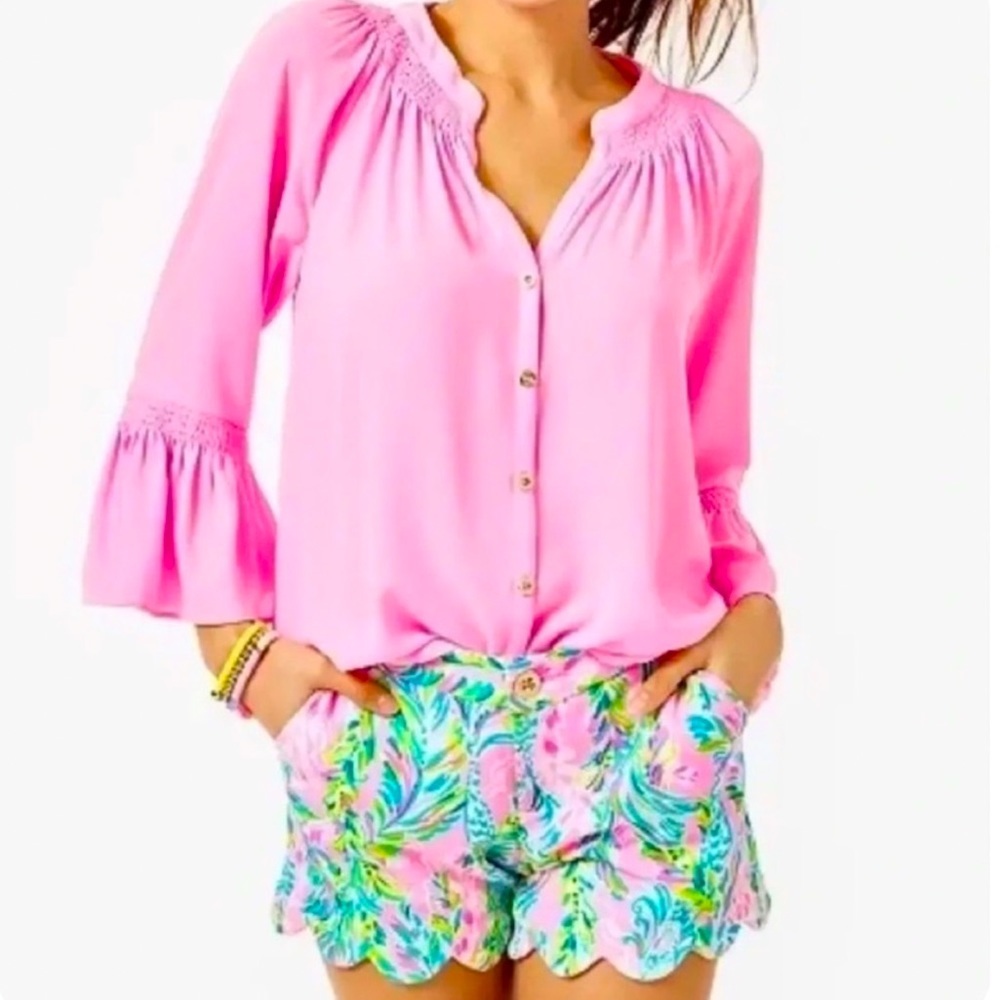 Lilly Pulitzer Pink and Green Floral Women Shorts